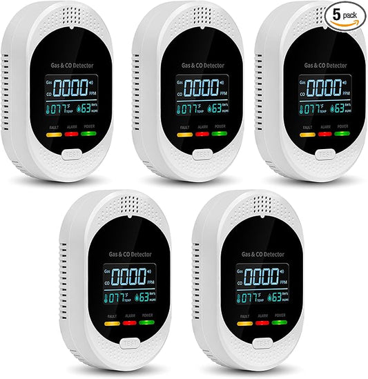 5PCS 4-in-1 Carbon Monoxide & Natural Gas Detectors by Unknown