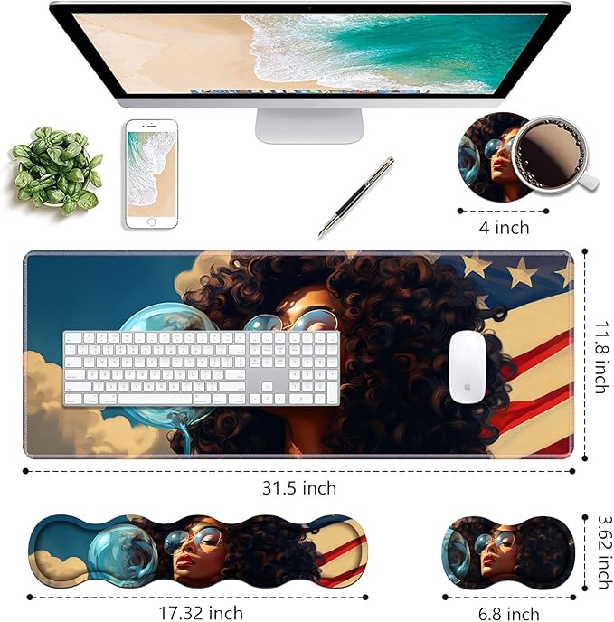 Ergonomic Keyboard Wrist Rest & Mouse Pad Wrist Rest Set, Large XXL Gaming Desk - Image 2