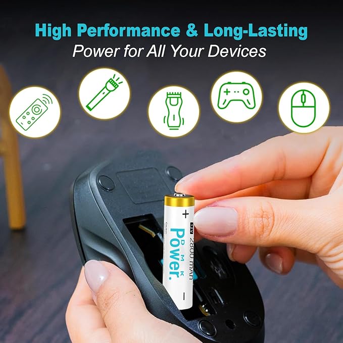 DMK POWER Rechargeable AA Batteries, 2800mAh High Capacity Batteries 1.2V NiMH - Image 6