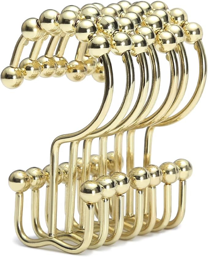 Goowin Shower Curtain Hooks Rings, Stainless Steel Gold Shower Curtain Hooks by Goowin
