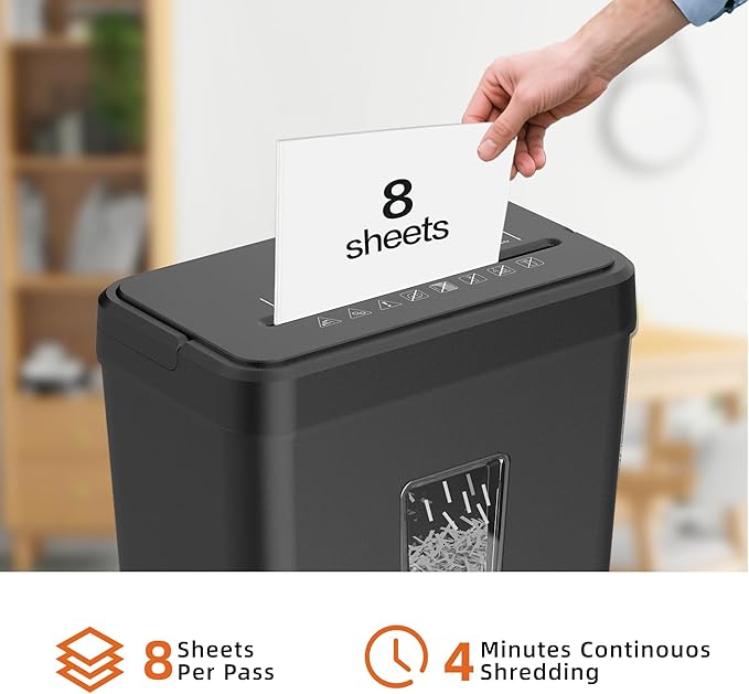 8-Sheet Cross Cut Paper Shredder P-4 Security - Image 2