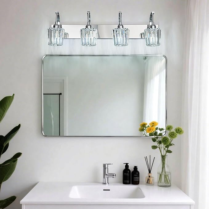 FDPBY Modern Bathroom Vanity Light, 4-Light Chrome Wall Sconce - Image 7