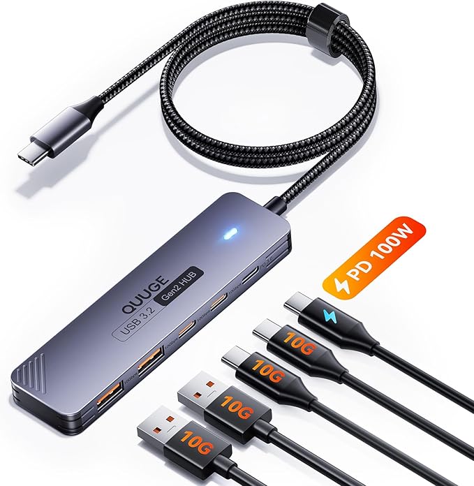 USB C Hub 10Gbps, QUUGE 5-in-1 USB Splitter by QUUGE
