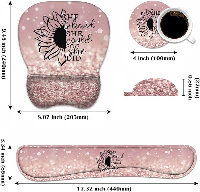 Mouse Pad Wrist Support and Keyboard Wrist Rest Set - Image 2