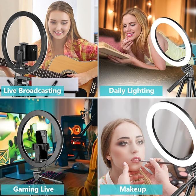 Sensyne 12'' Ring Light with 50'' Extendable Tripod Stand, LED Circle Lights - Image 2