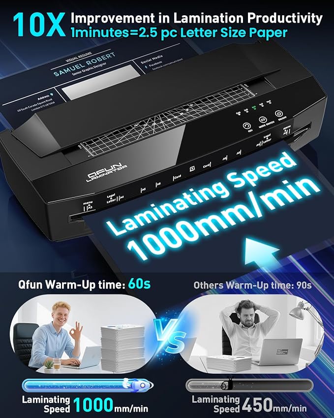 Qfun 3-10 Mil Thermal Laminator Machine 11x17 Heavy Duty Lamination Machine - Image 3