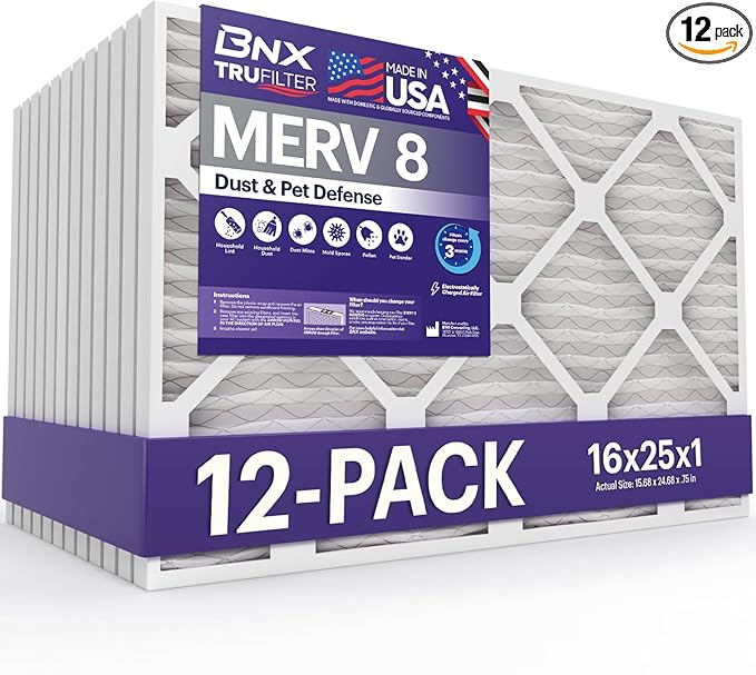 BNX TruFilter 16x25x1 Air Filter MERV 8 by BNX