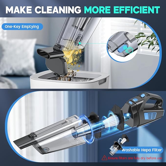 CKIKH Handheld Vacuum Cordless, 15000PA Strong Suction Hand Held Car Vacuum - Image 6