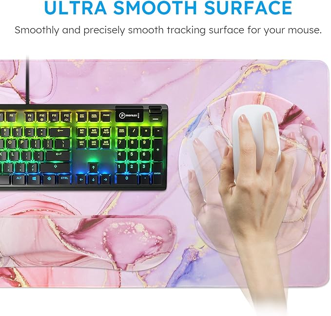 iCasso Desk Mat, Gaming Mouse Pad Wrist Support Set, 4in1 XXL Large Mousepad + - Image 4