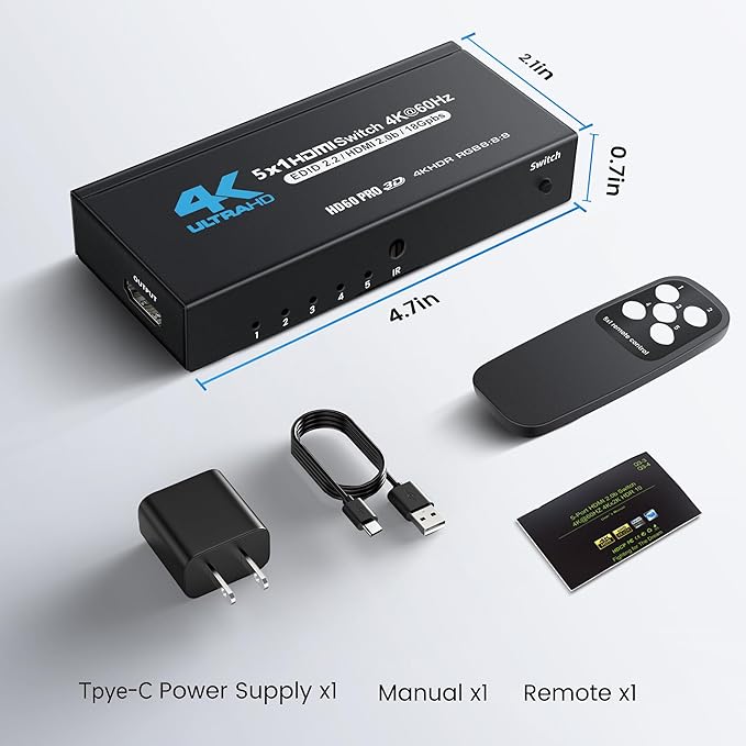 NEWCARE 4K@60Hz HDMI Switch 5 in 1 Out - Image 8