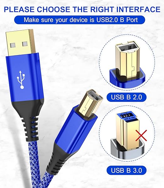 sweguard Printer Cable 10ft, USB 2.0 Printer Cable USB-A to USB-B Cable - Image 4