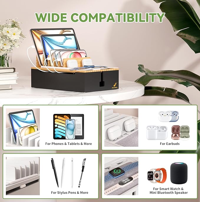 Pezin & Hulin Bamboo Charging Station, Electronic Devices Organizer - Image 5