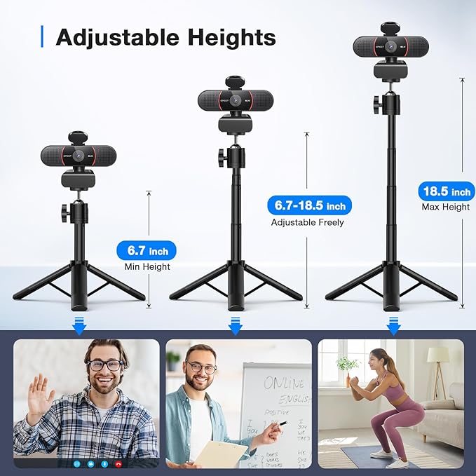 EMEET C960 4K Webcam with Tripod, 4K UHD Sony Sensor, 3 Adjustable Height Mini - Image 2