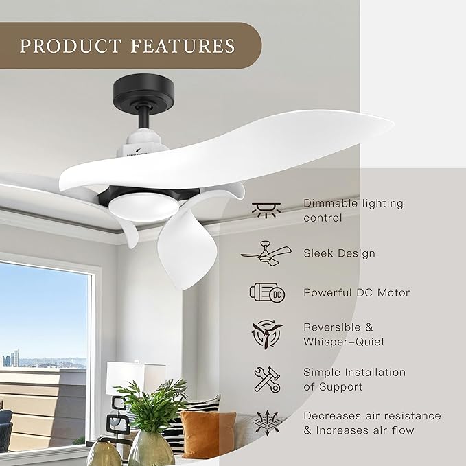 AEROFANTURE 54 Inch White Ceiling Fan, Quiet DC Motor - Image 5