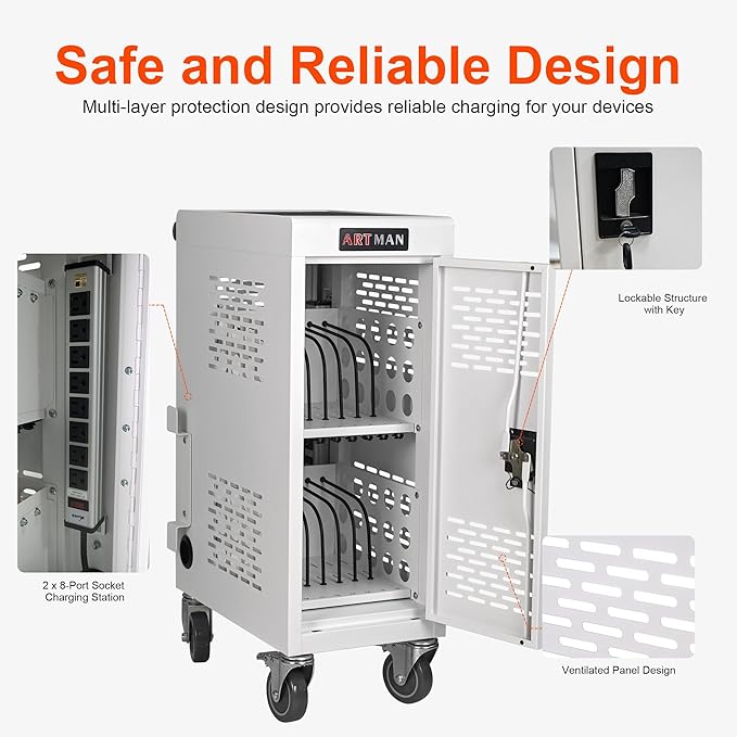 Aokleo Laptop Charging Cart, 16 Devices Tablet Storage Carts - Image 5