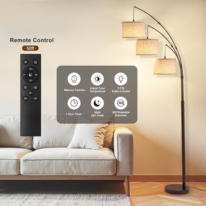 Fansdrick 3 Light Arc Floor Lamps - Image 3