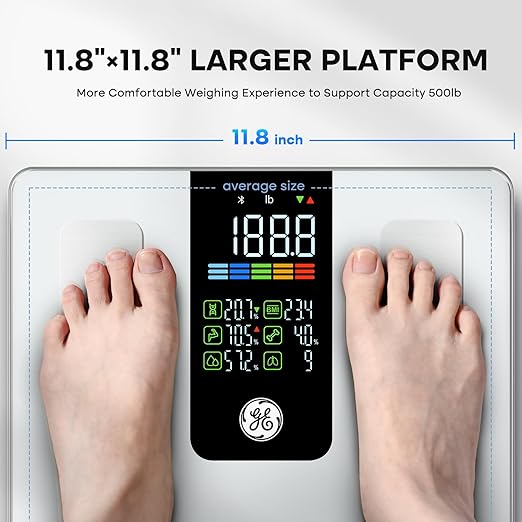 GE Smart Scale for Body Weight, Muscle Mass, Digital Bathroom Scales 500lbs - Image 3