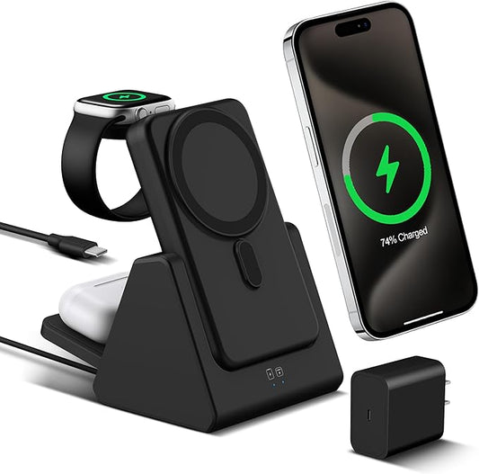 Smtcsl 3-in-1 Wireless Charging Station: Portable 10000mAh Power Bank Charger by Smtcsl