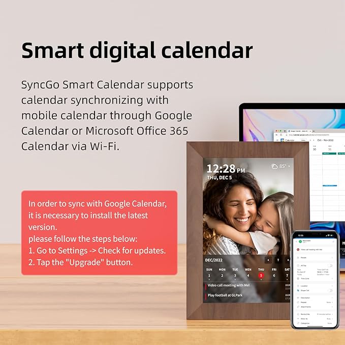 SyncGo 10.1 Inch Smart Wi-Fi Digital Calendar - Image 3