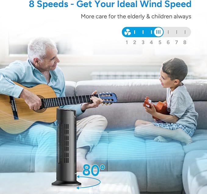 DR.PREPARE Tower Fan for Bedroom, 25 dB Quiet DC Bladeless Fan - Image 5