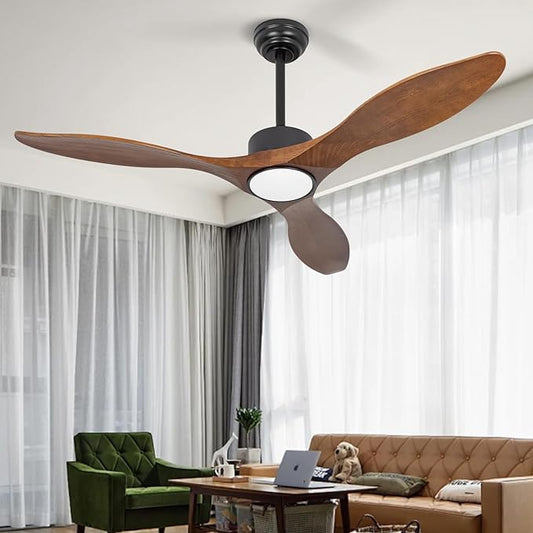 revoici 52 Inch Brown Wood Ceiling Fan by REVOICISMARTCEILINGFAN