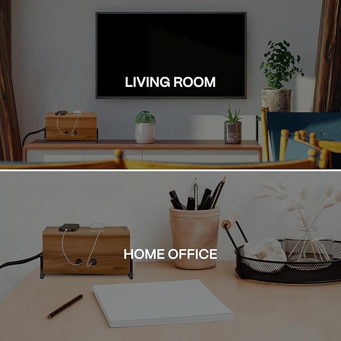 Extra Large Cable Management Box, Wood Cord Hider Box & Organizer - Image 8