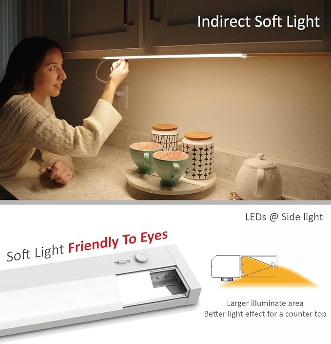 Leetdud Under Cabinet Lighting Plug in or Hardwired Built-in Dimmer, 18 Inch 9W - Image 7