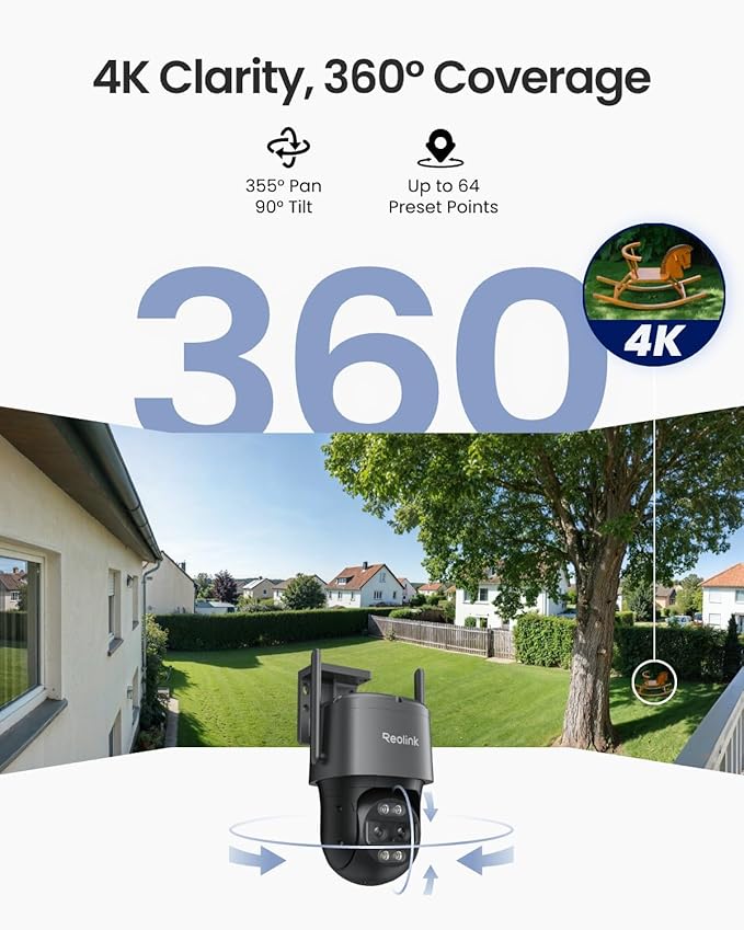 REOLINK 4K Wired WiFi Outdoor Camera, 8MP Dual Lens Security Camera, 360 PTZ - Image 2