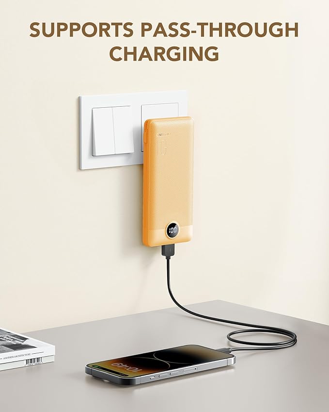 VRURC Portable Charger Built-in Cables and AC Wall Plug, USB C Power Bank - Image 2