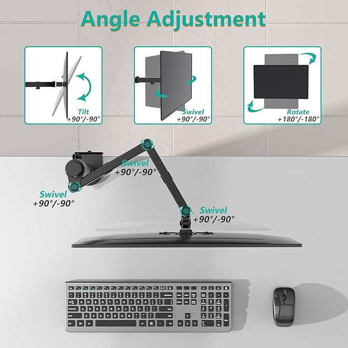 WALI Single Monitor Mount, Single Monitor Arm Desk Mount, Desk Monitors Stand - Image 6
