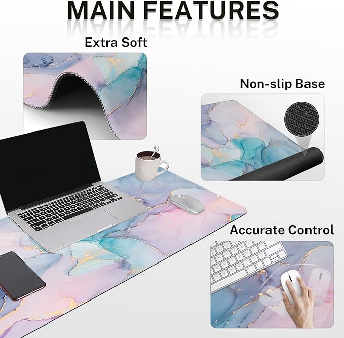 Britimes Blue Purple Liquid Marbling Keyboard Mouse Pad Set 4in1 Large - Image 7