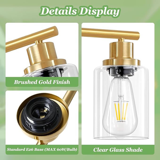 Guliaofo 8-Light Brushed Gold Vanity Lights - Image 3
