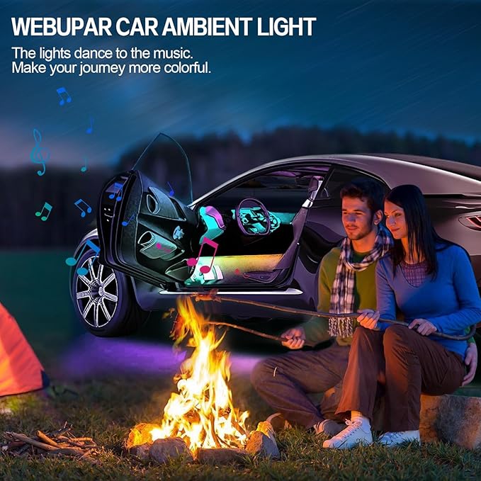 Acrylic Interior Car Lights, WEBUPAR Car Accessories 10 in 1 Car LED Strip - Image 6