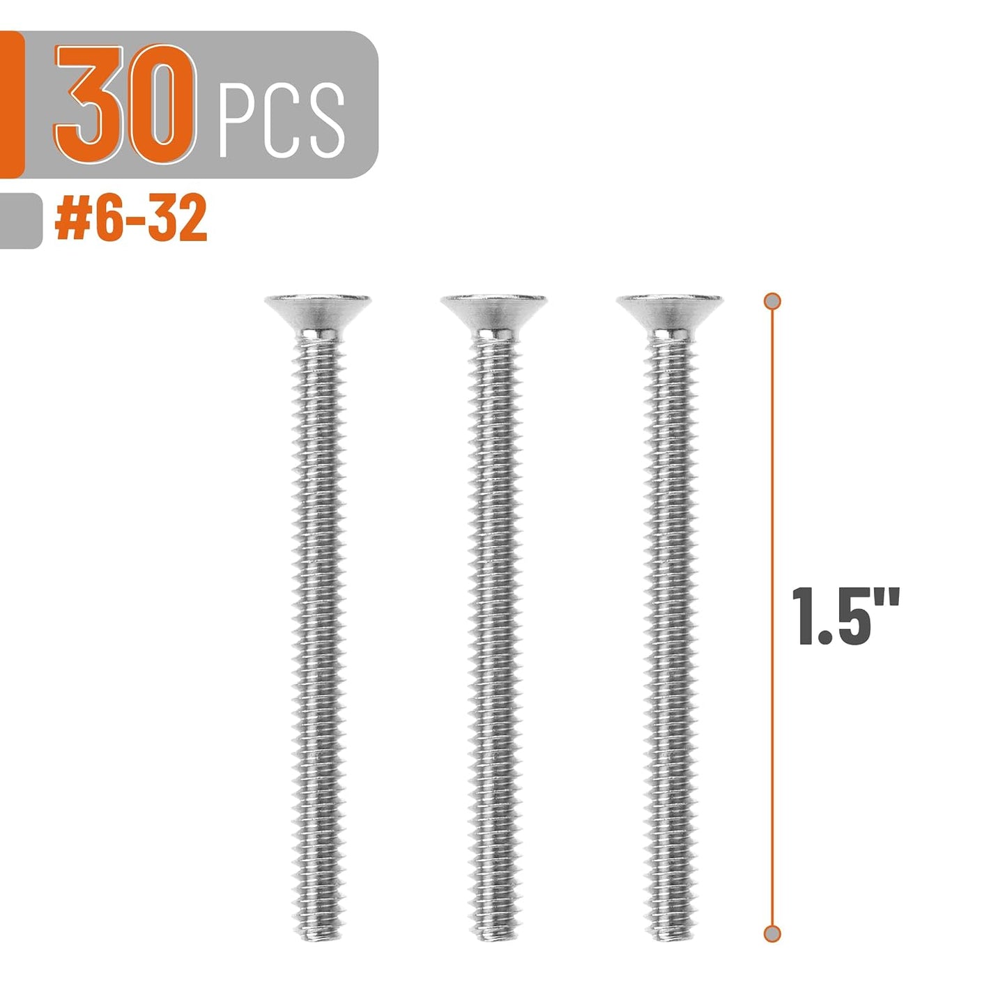 Bates- Wall Plate Screws, 6-32 x 1.5, 30 pcs, Long Screws, 6-32 Screws