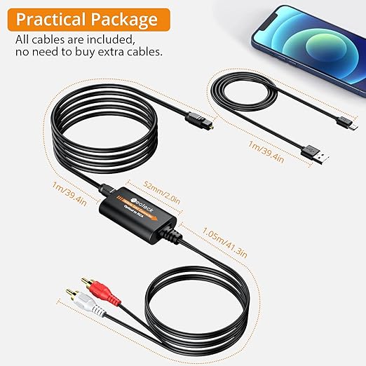 Neoteck 192kHz DAC Converter 7ft/2.1m Optical to RCA Cable SPDIF to RCA Digital - Image 7