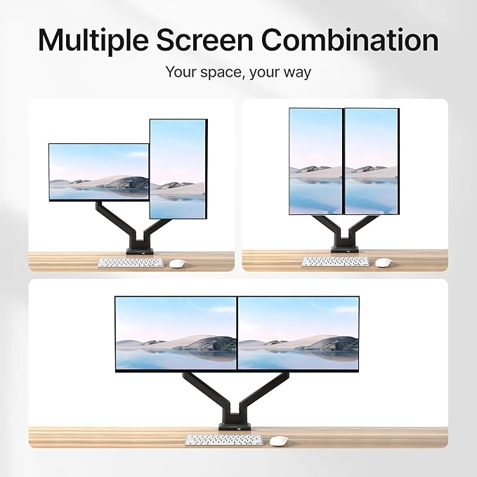 monTEK Dual Monitor Mount with USB Monitor Arms - Image 5