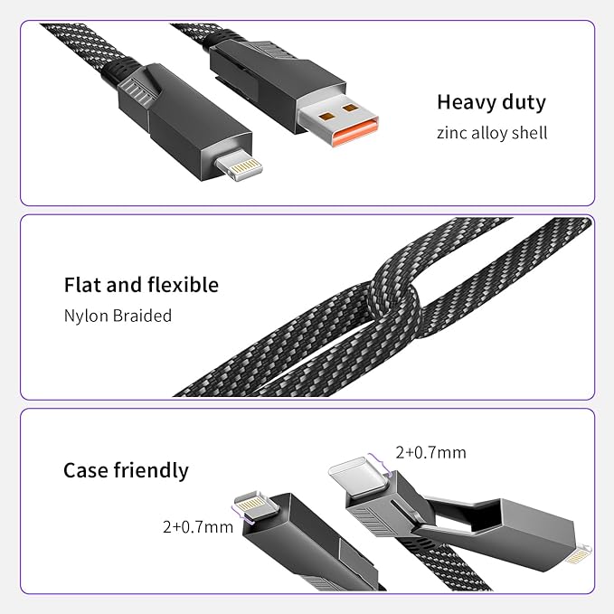 Firsting 4 in 1 Charging Cable 65W, USB C Cable Fast Charger Cord - Image 5
