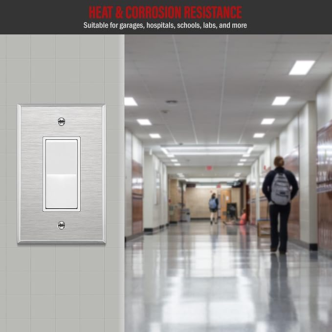 ENERLITES Decorator Switch or Outlet Metal Wall Plate, 430 Stainless Steel - Image 7