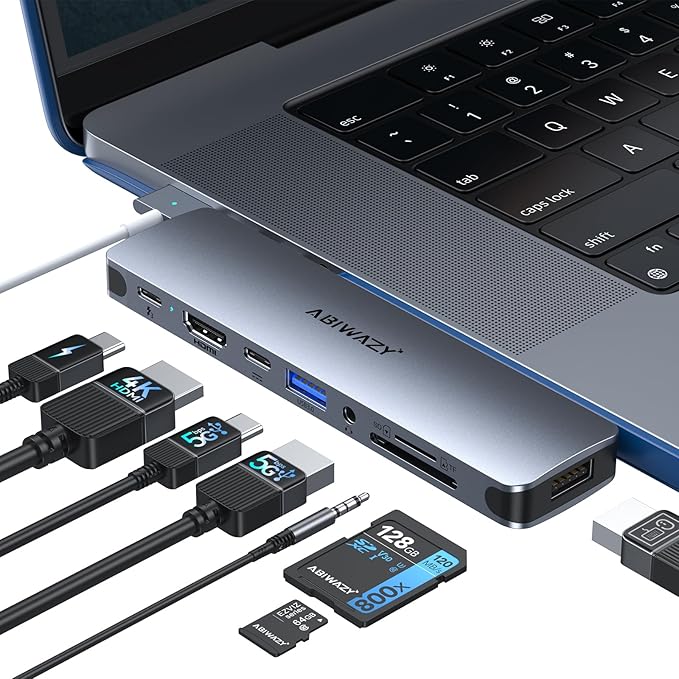 USB C Adapter HDMI USB Multiport Hub, 8 in 2 Accessories by ABIWAZY