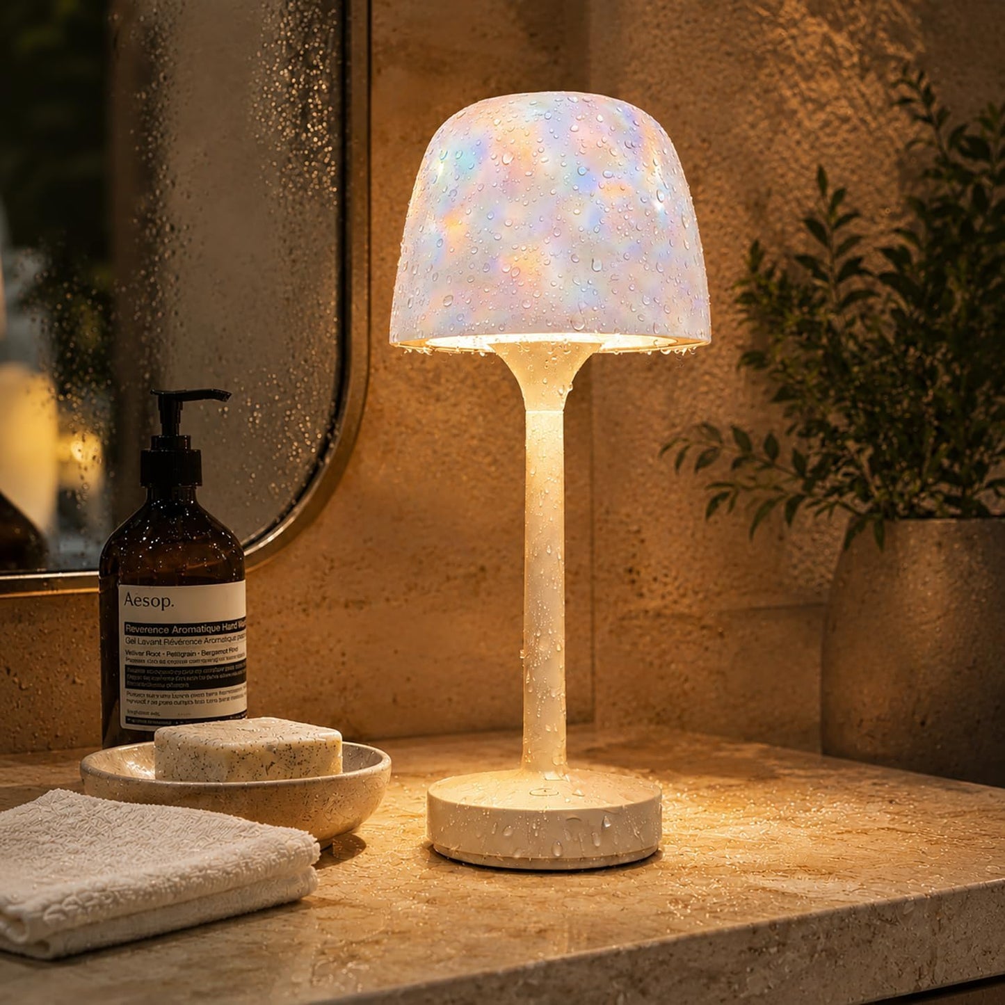 Shower Lamp, Waterproof Rechargeable LED Ocean Wave Projector Light | 16 Color Ocean Wave Projection, Remote & Touch Control, USB-C Rechargeable, Bathroom Bedroom, Outdoor Lighting, Floor Lamps