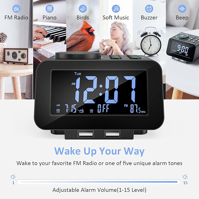 uscce Digital Dual Alarm Clock Radio - Image 6