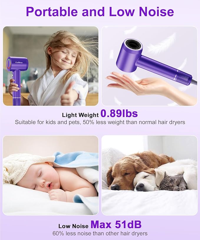 High-Speed Ionic Hair Dryer: 150000 RPM Brushless Motor 500 Millions Negative - Image 7