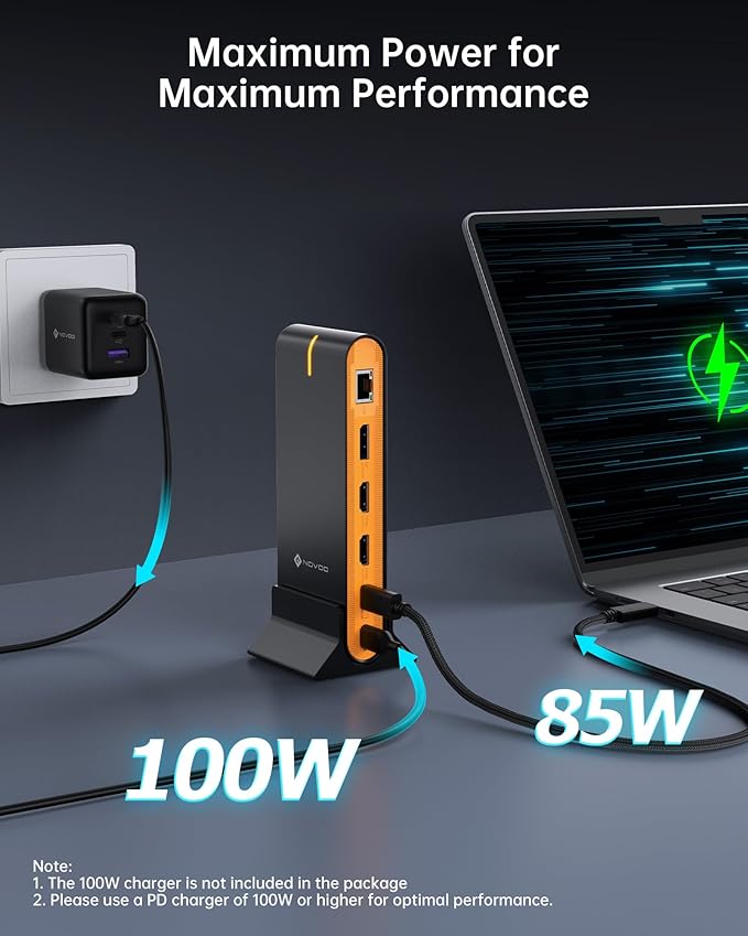 NOVOO Laptop Docking Station Dual Monitor, 15 in 1 Triple Display, 8K@30Hz DP - Image 7