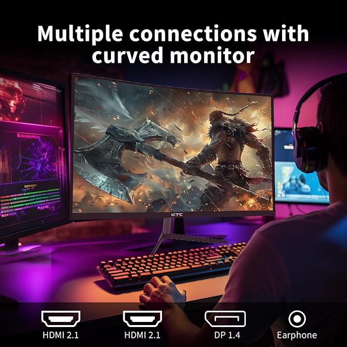 KTC 24 Inch Curved Gaming Monitor, 180Hz FHD 1080P Frameless Computer Monitor - Image 6