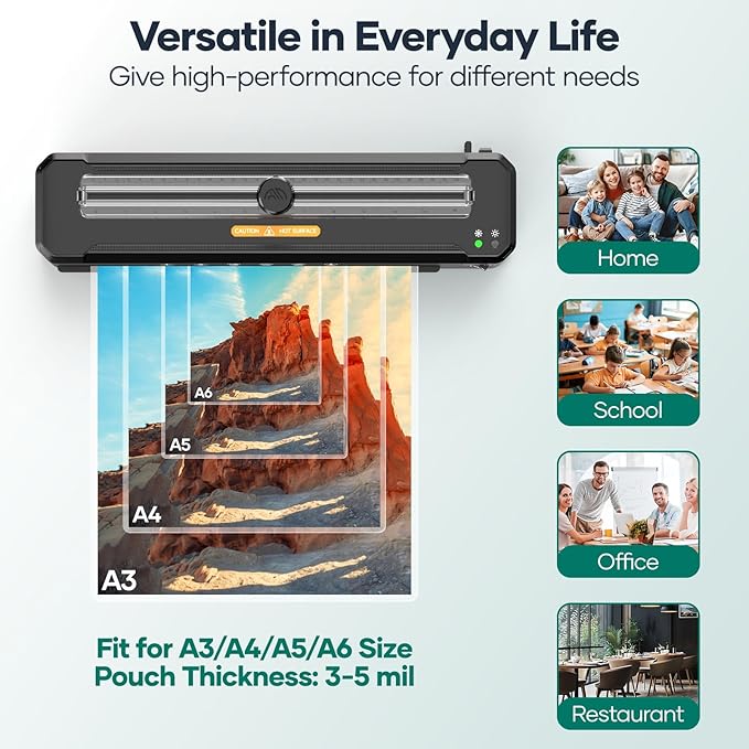 Laminator Machine 13-Inch, A3 Laminator Thermal with10 Laminating Sheets - Image 6