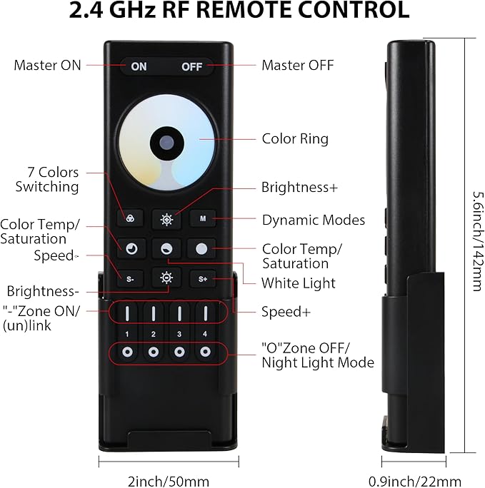 XXK RC02RFB RF Remoter, 4-Zone 2.4G Handheld RF Remote Control Compatible - Image 2