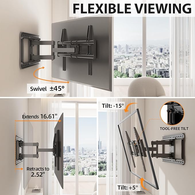 IWORKBOARD Full Motion 75 85 86 90 97'' TV Wall Mount Bracket, Loads 150 lbs - Image 6