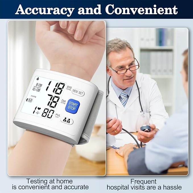 Wrist Blood Pressure Monitor LCD Display, Adjustable Wrist Blood Pressure Cuff - Image 3