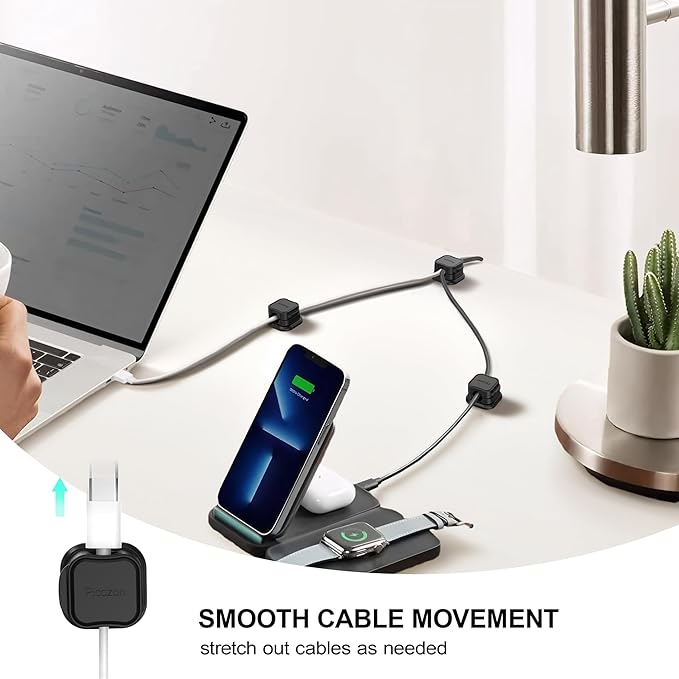 48 Pack Magnetic Cable Clip Organizer Cord Holder, Picozon Adhesive Cable - Image 3