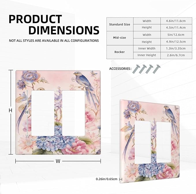 Bvtewkhz Floral Birds Morris 2 Gang Double Rocker Decorative Outlet Covers - Image 5